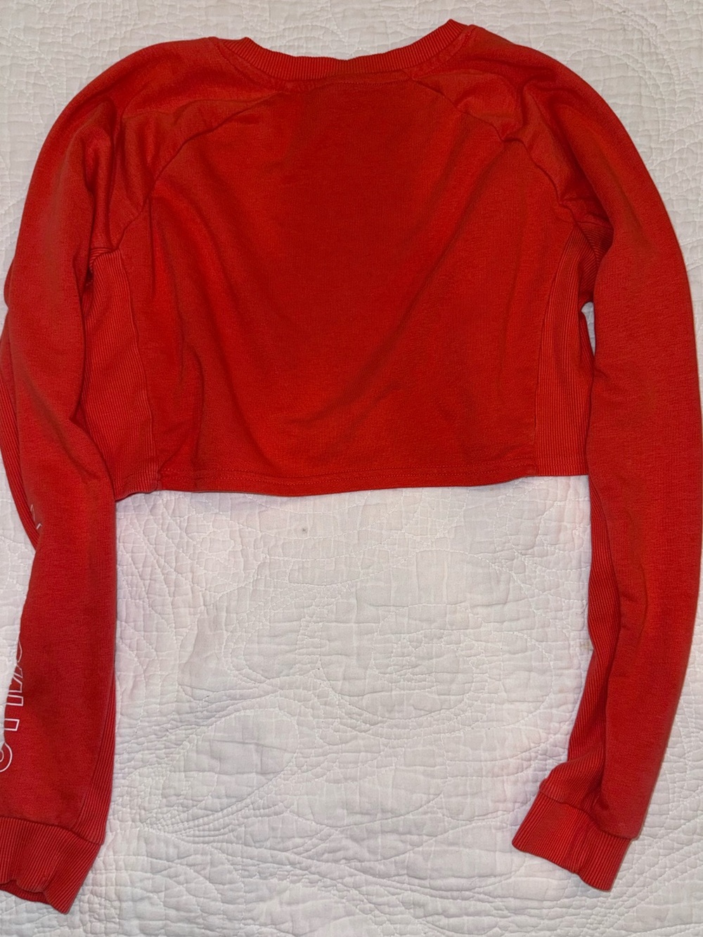 Gymshark Cropped Sweatshirt Small Red/Orange Long Sleeve Logo Athleisure - Picture 6 of 7